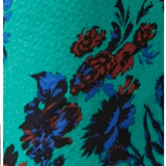 Free People Hilary Printed Top in green combo size S New With Tag - Picture 4 of 12